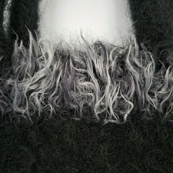 Handcrafted Small Tote Black and Gray Purse Hand Bag Wool Felt Artisanal 10" - Picture 6 of 11